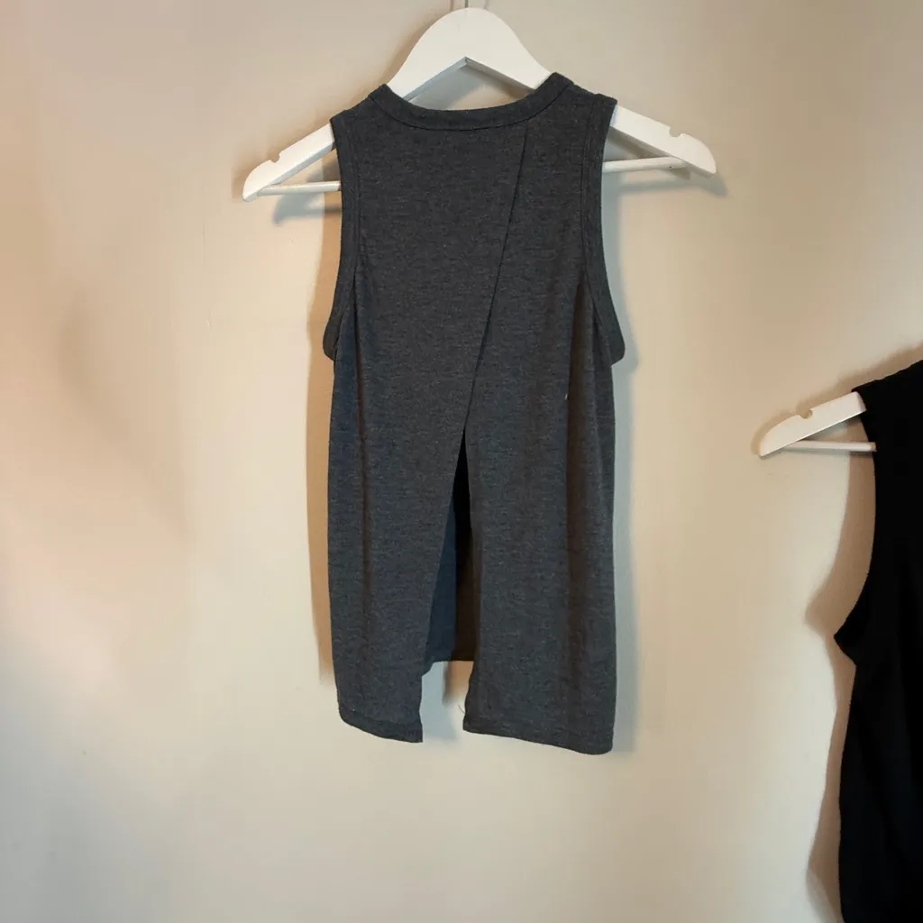J. Crew Split Back Tank Top Bundle Set Of 2 XS Grey Black EUC - Image 8