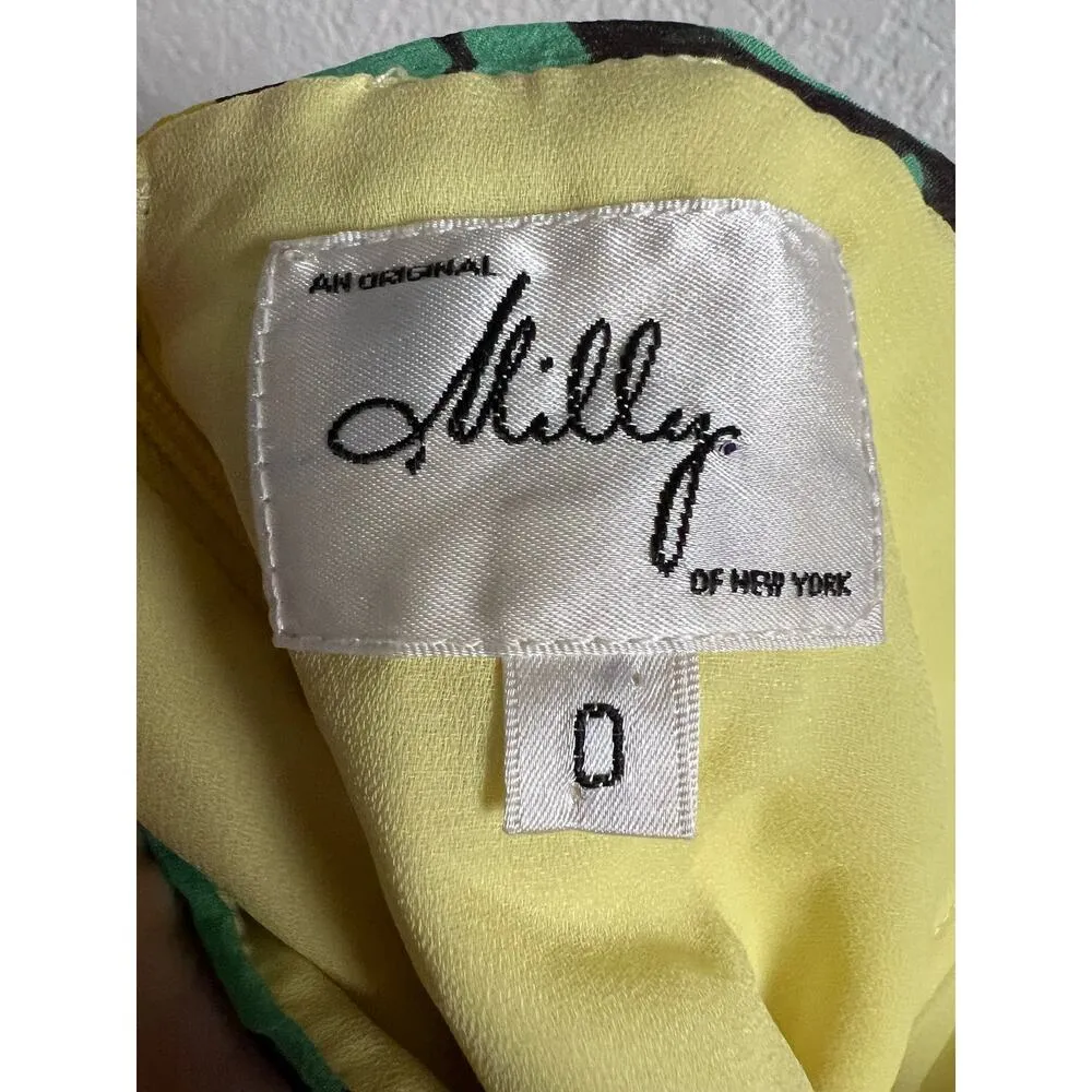 Milly New York Green Yellow Tropical Print Strapless Silk Dress Size 0 - Image 10
