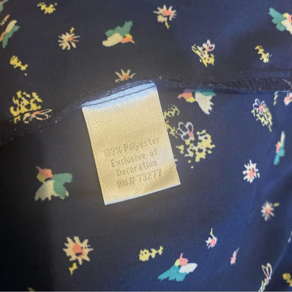 LC Lauren Conrad Navy Floral Blouse - Image 4