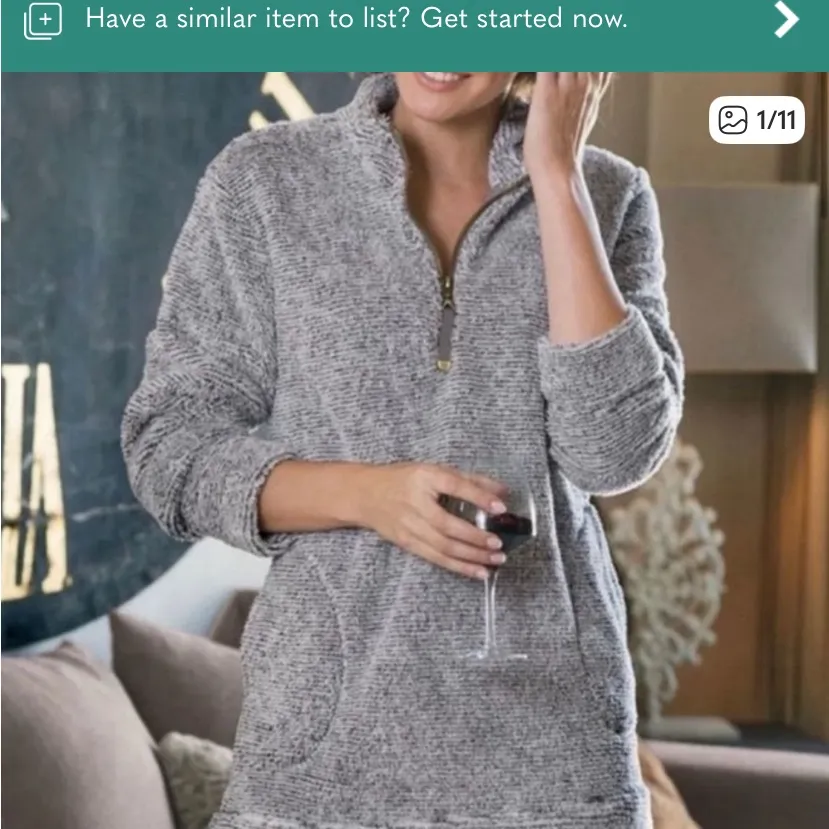 Soft Surroundings Plush Fleece quarter Zip Pullover soft comfort core Loungewear - Image 3