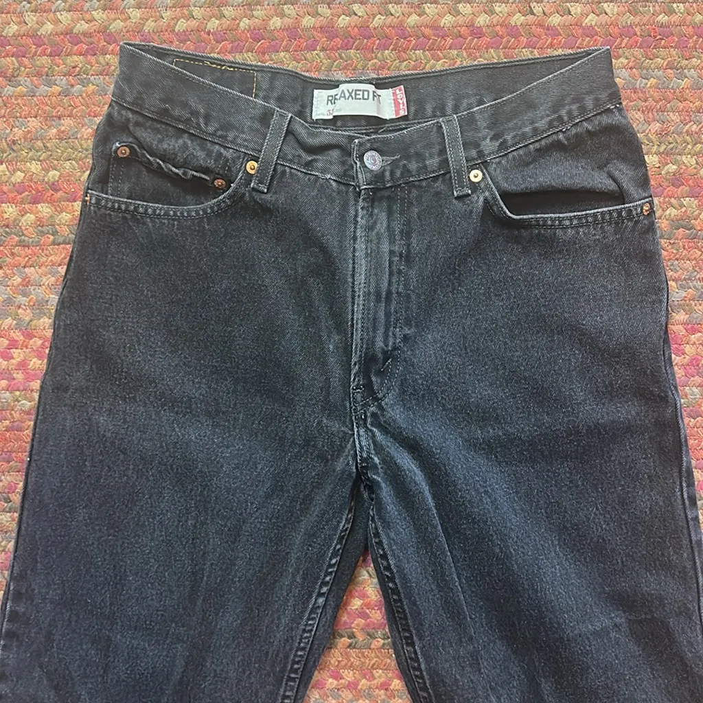 RETRO LEVIS 550 BLACK RELAXED FIT DENIM JEANS - Image 2