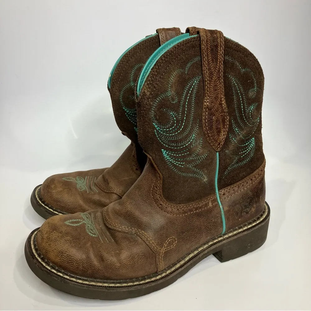 Ariat‎ FatBaby heritage dapper western boots women’s size 7 cowgirl brown teal - Image 2
