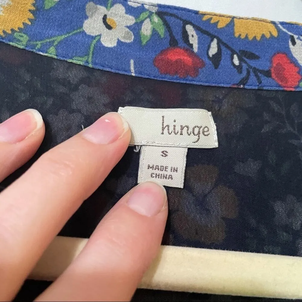 Hinge Blue Silk Floral Sleeveless Ruffled Dress Womens S Cottage Core Fairy - Image 2