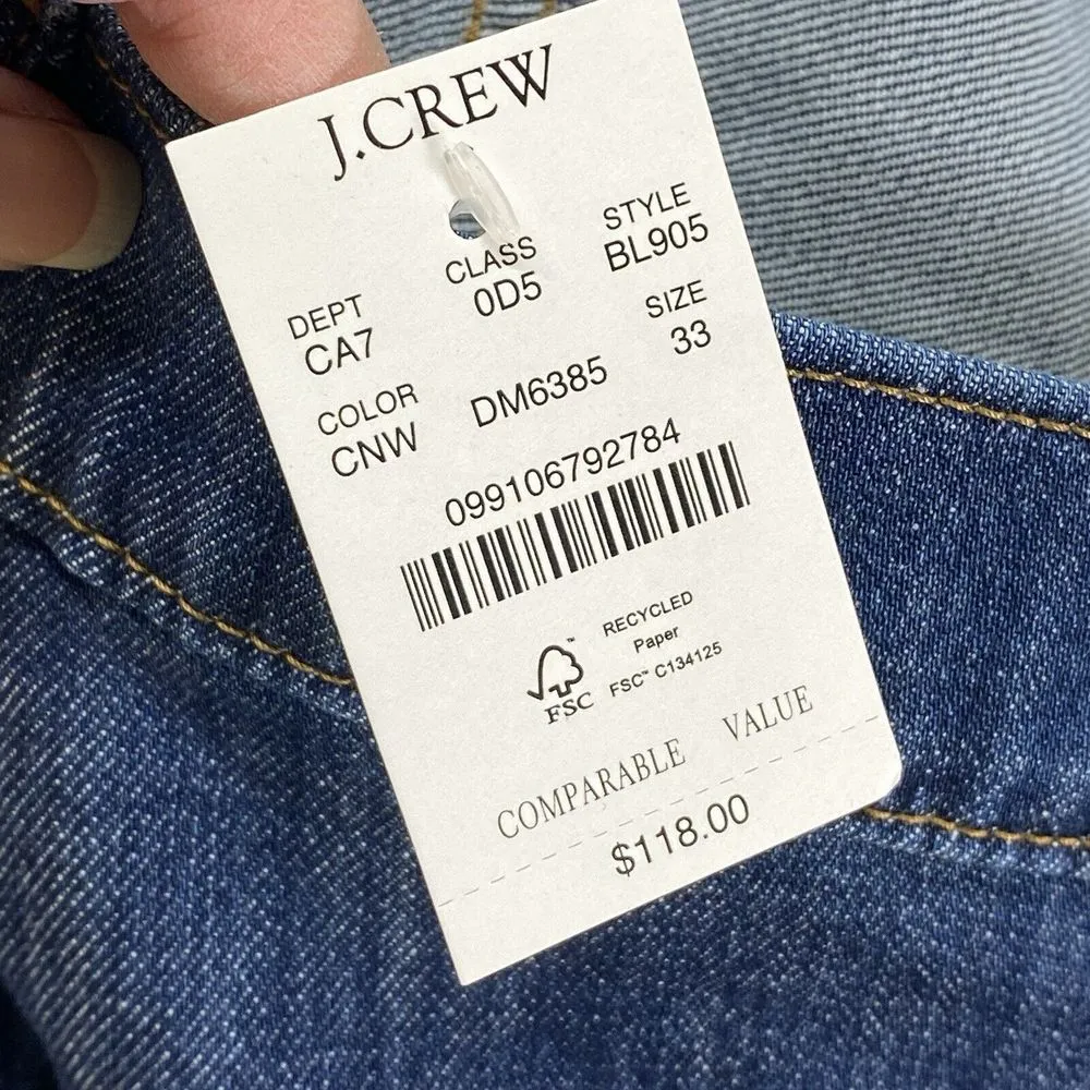 NWT J. Crew Wide Leg Denim Trouser Pant In Signature Stretch Dark‎ Wash Size 33 - Image 11