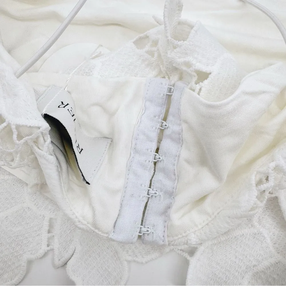Free People Rumer Tropez White Lace Crochet Crop Top Med NWT - Image 6