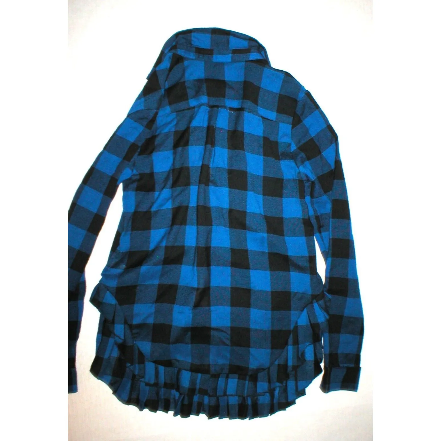 Womens 4 New NWT 36 S American Plaid Top Shirt Pleat Blue Black - Image 5