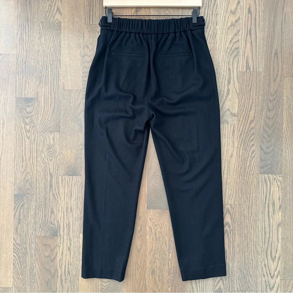 Vince Wool Blend High Waist Pleated Flannel High Waist Trouser in Black Medium - Image 7