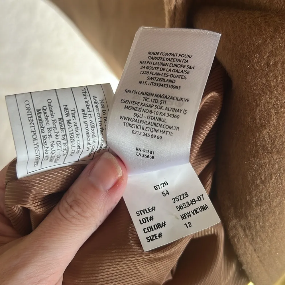 Lauren Ralph Lauren Womens Wool Blend Full Length Camel Coat Brown Size 12 - Image 14