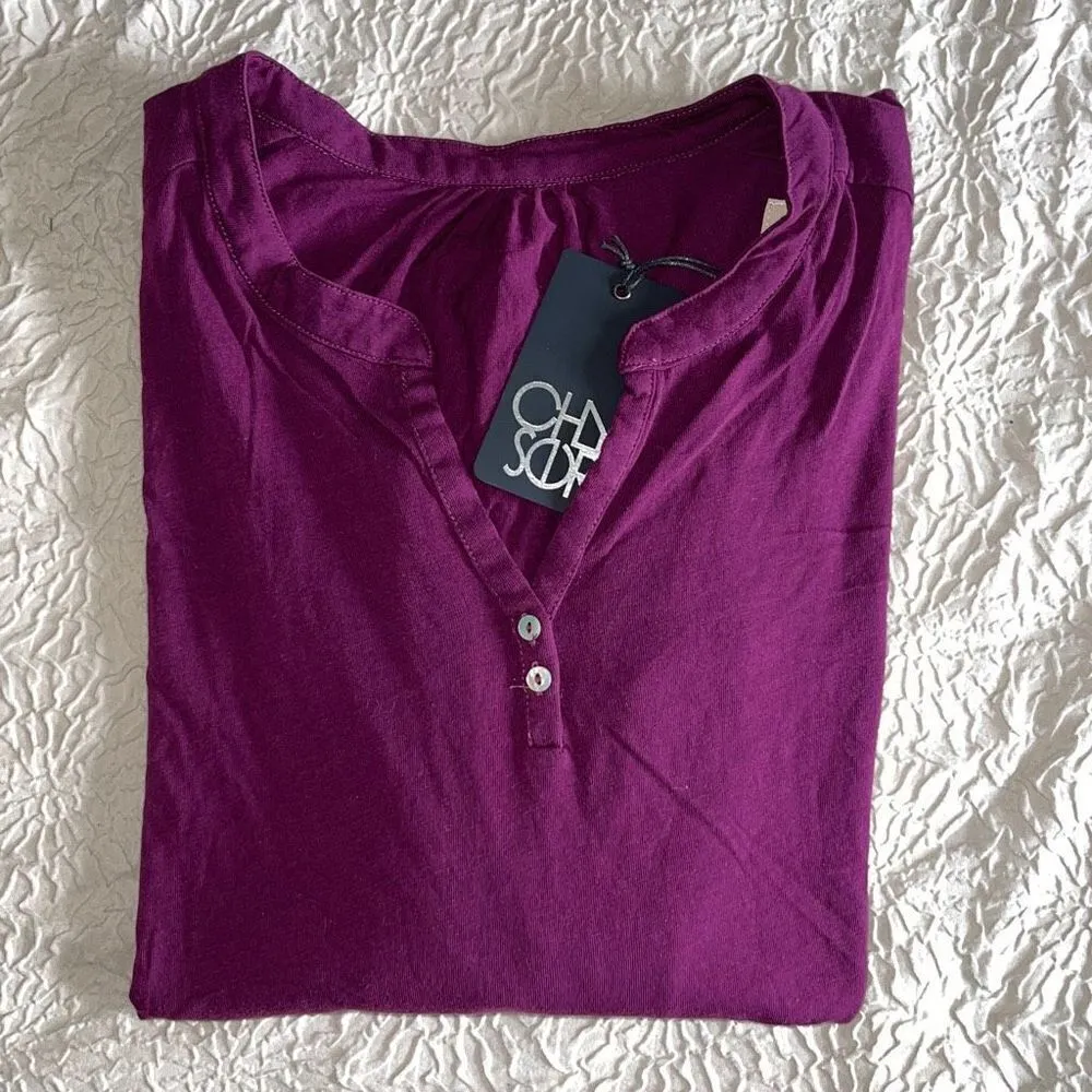 Chaser Womens Long Sleeve Shirt Top Button V Neck Casual Wine/Purple Size Medium - Image 5