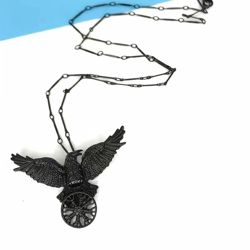 1pc Gothic Black Raven Pendant Necklace Faux‎ Fashion Jewelry - Image 4