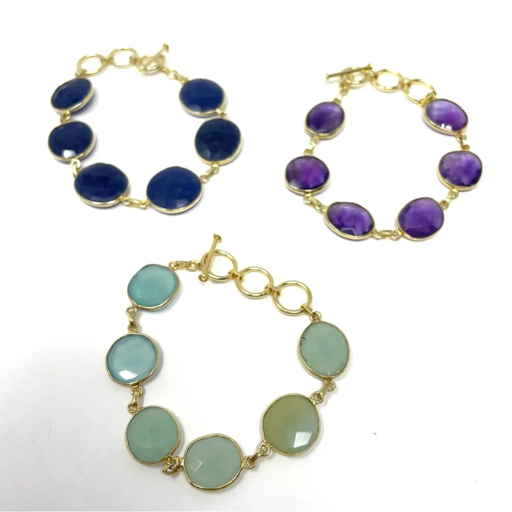 Sterling silver bracelets, 18K gold overlay and semiprecious stones - Image 4