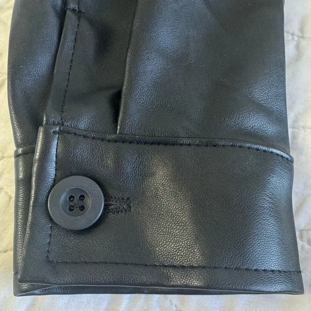 Thread & Supply Vegan Leather Womens Shacket Size L Shirt Jacket Classic Moto Black Size L - Image 4