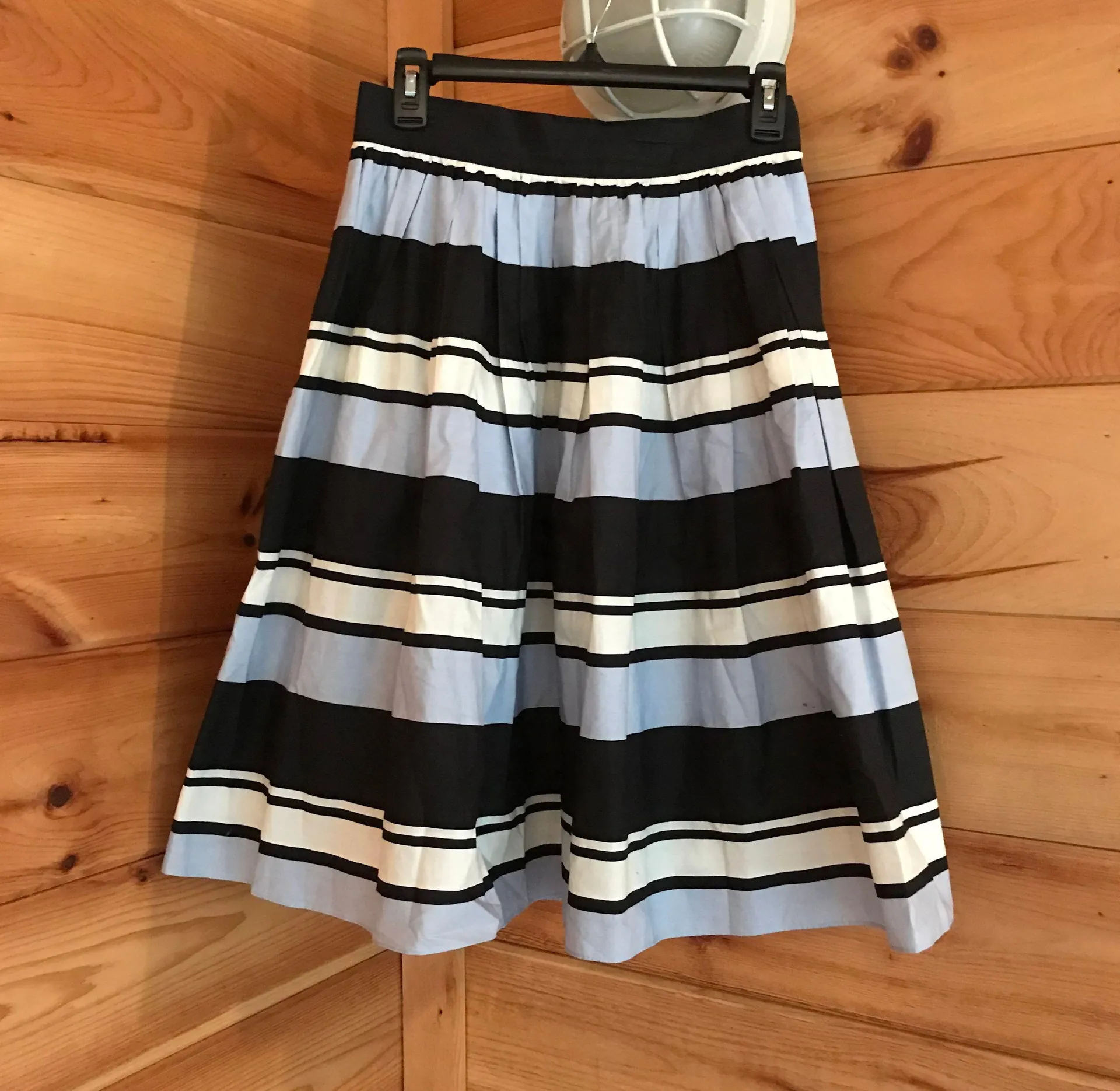 AMAZING BLUE/WHITE STRIPED  MIDI SKATER SKIRT - Image 4