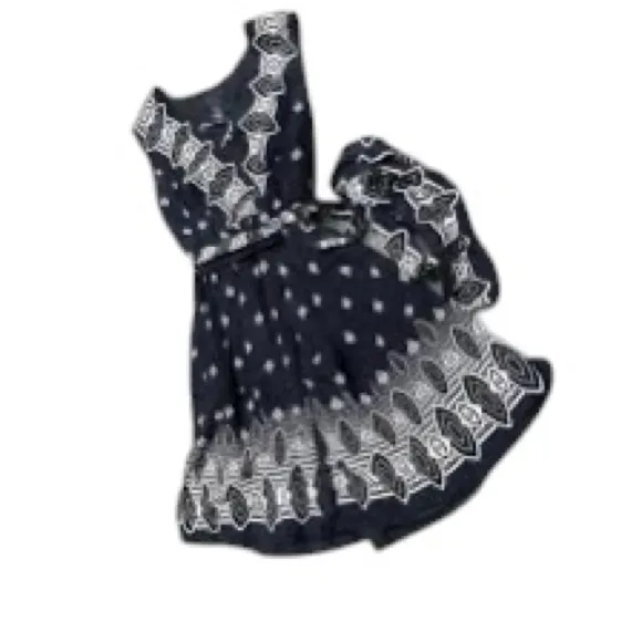 Anna Sui for Target 100% Silk Black White Geometric Wrap Tunic Mini Dress S boho - Image 6