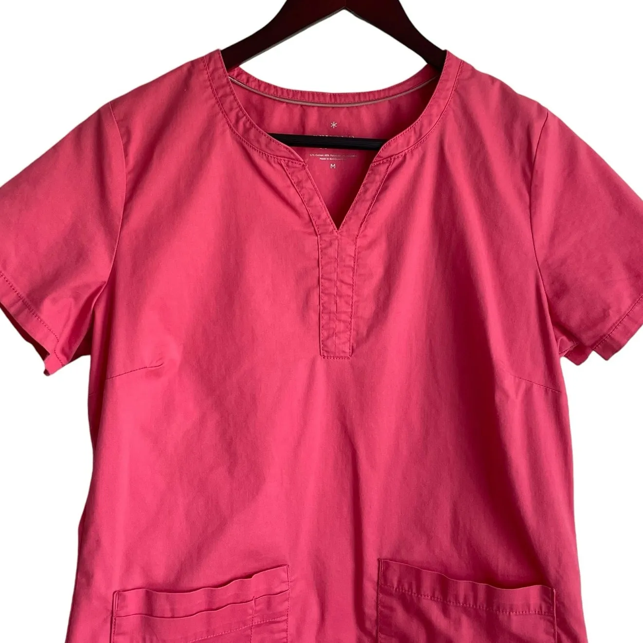 Beyond Scrubs Women Scrub‎ Top M Coral Medical Uniform Nurse Workwear Casual Pink Size M - Image 5