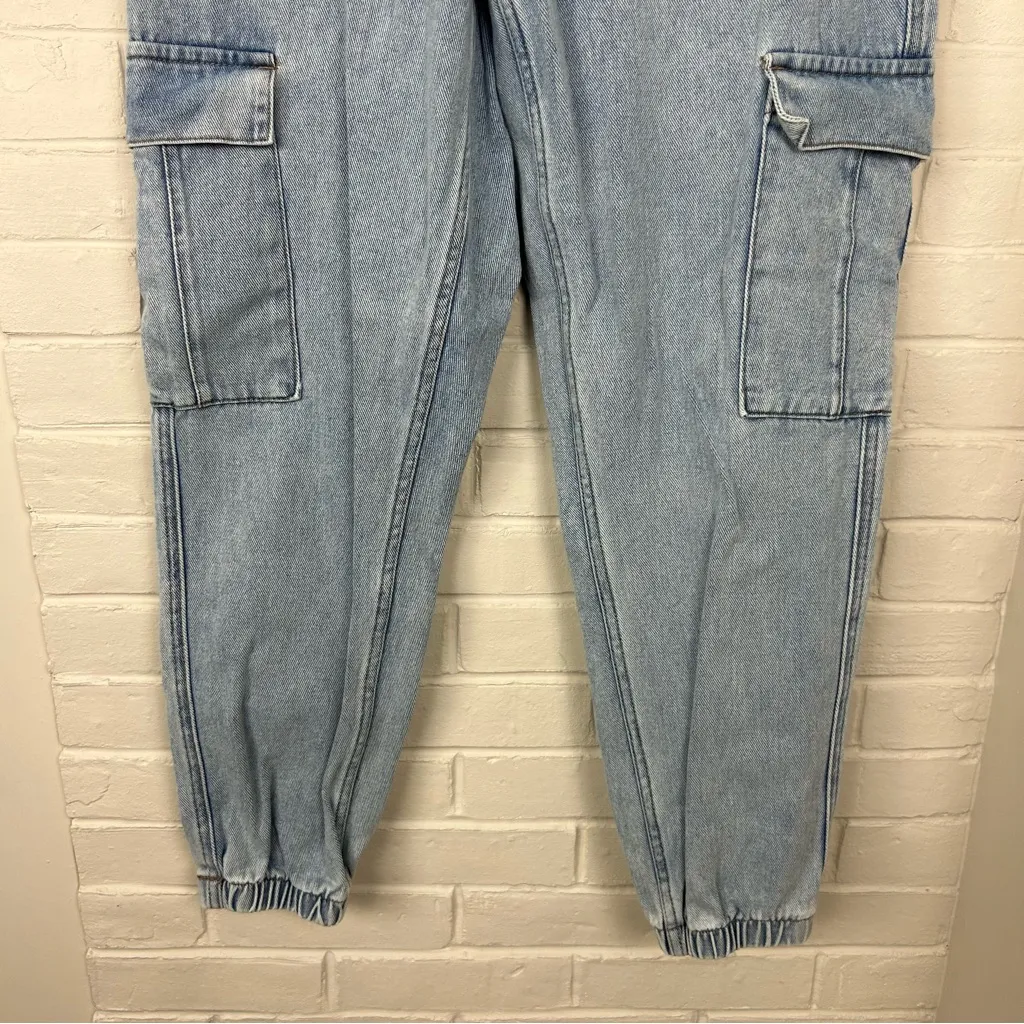 Pacsun High Rise Baggy Cargo Light Wash Jogger Jeans Size M - Image 7