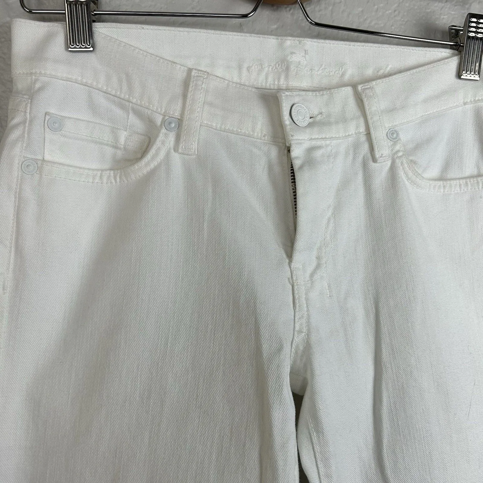Seven For All Mankind Women'sDojo Embroidered White Wide Leg Flare Jeans Size 27 - Image 4