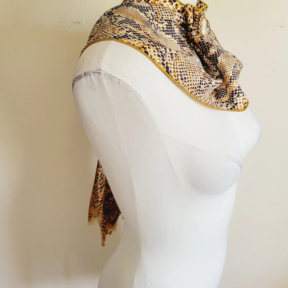 Reptile print poly raw edge rectangle scarf - Image 3