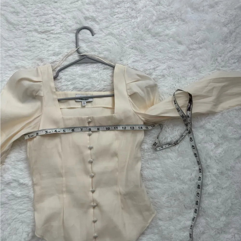 & Other Stories Cream Square Neck Button-Up Blouse Size 0 - Image 9