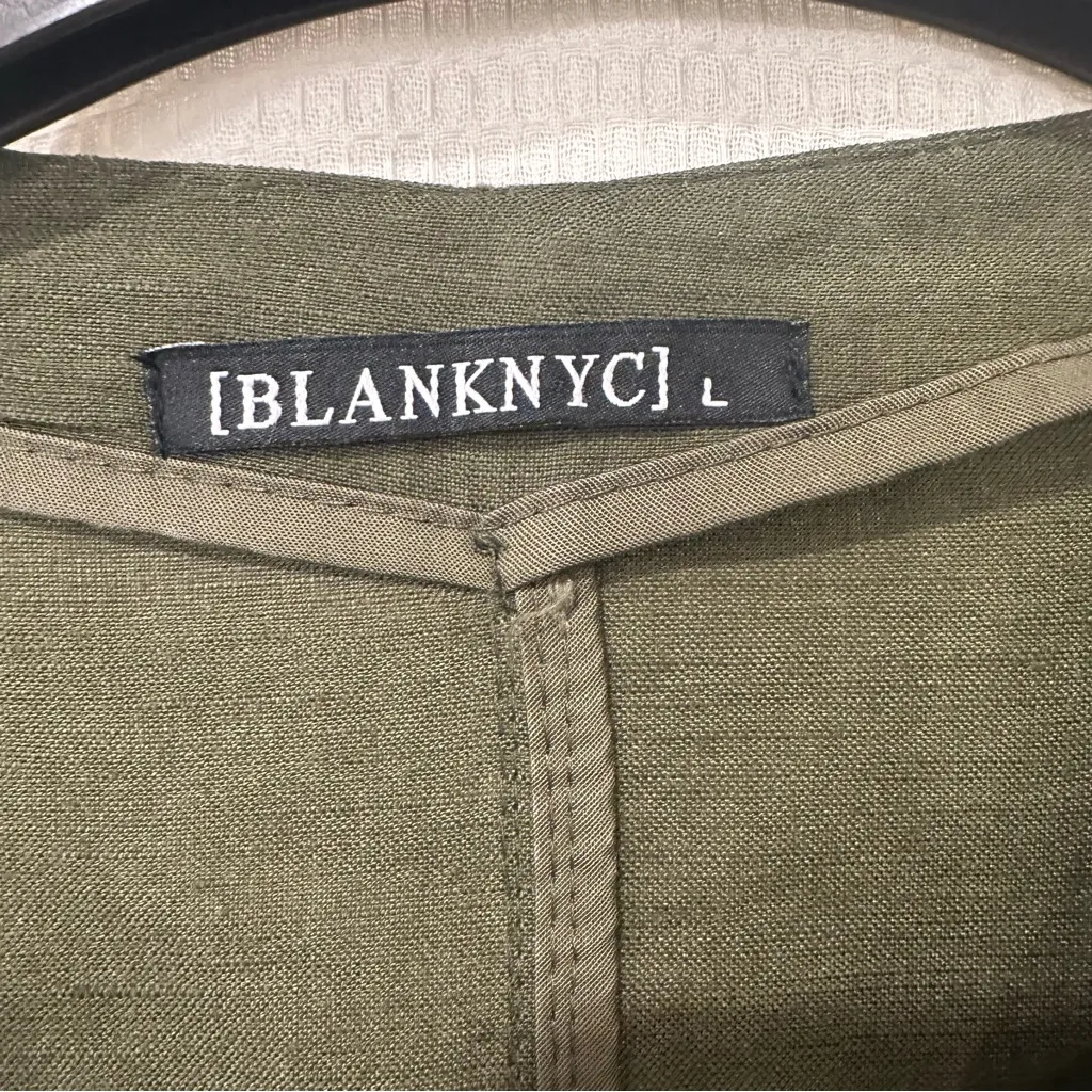 BLANKNYC Olive Green Draped Front Jacket‎ L Waterfall Asymmetrical Hem - Image 2