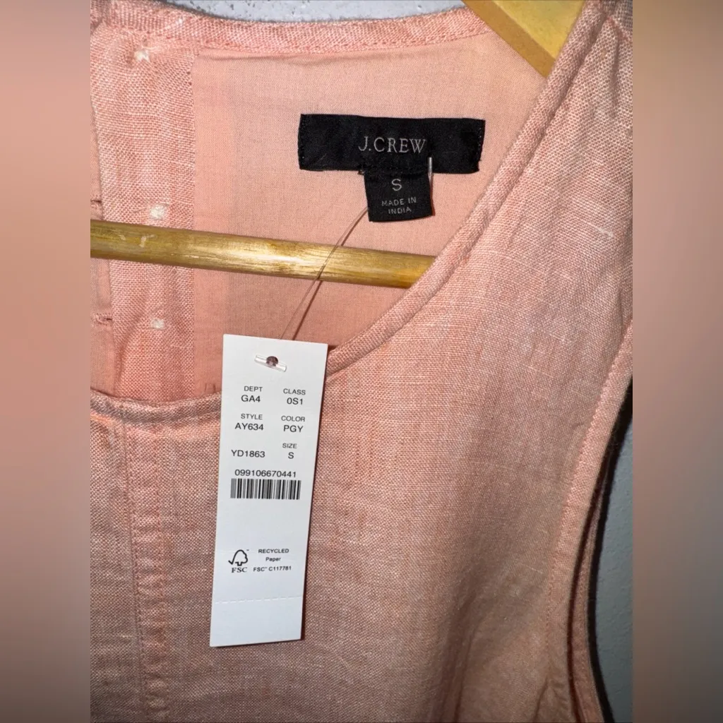 NWT J Crew Light Orange Linen Shift Dress Size Small‎ - Image 5