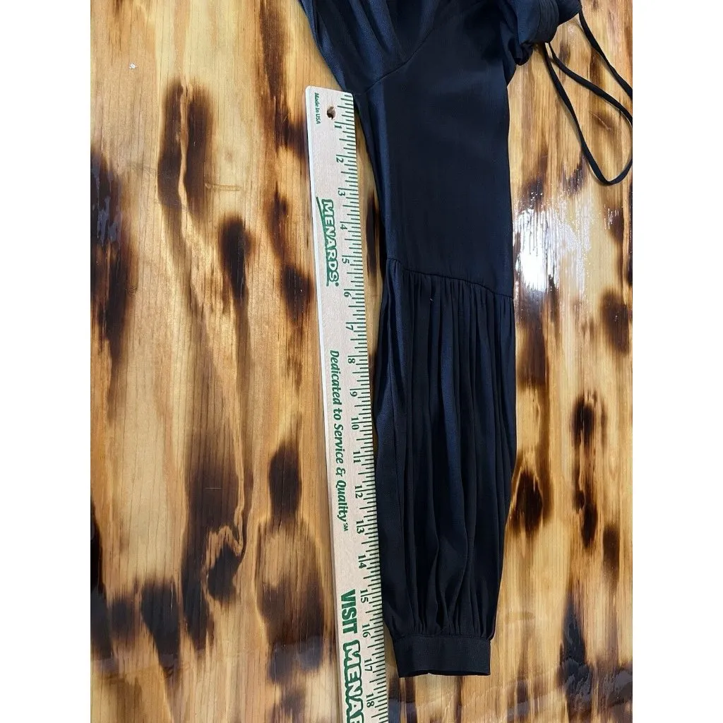 Ro&De Size Small Boho Peasant Ruffle Blouse Top Shirt Tie Keyhole‎ Neck Pleats Black - Image 6