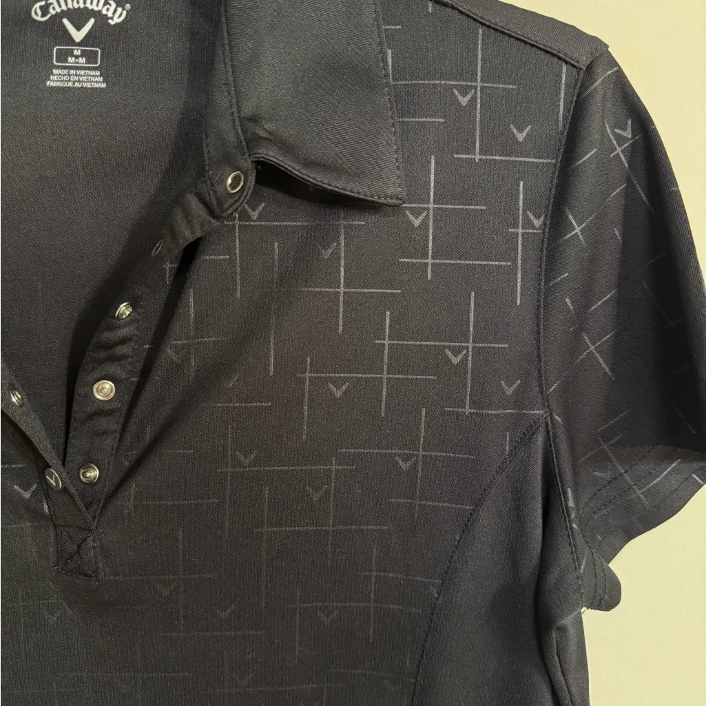 Callaway Women's Black Button Down V-neck Golf Polo - Size Medium - Image 4