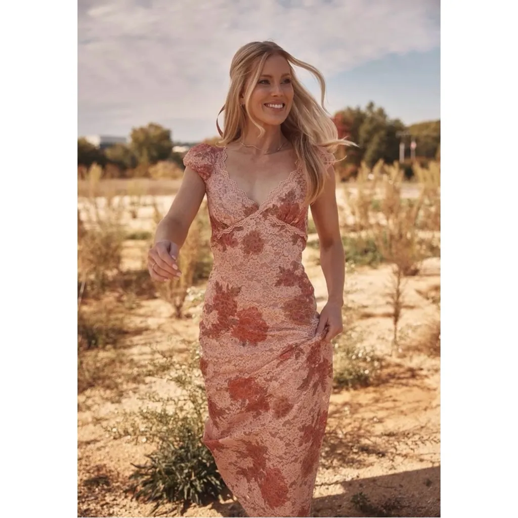 Free People Dainty Ethereal Butterfly Babe Lace Maxi Dress Antique Floral Medium - Image 11