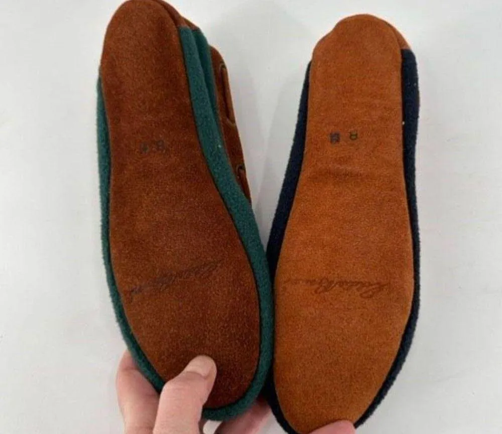 VTG 40/50s Eddie Bauer Women Polartec Colorblock Fleece Moccasin Slippers Size 8 - Image 4