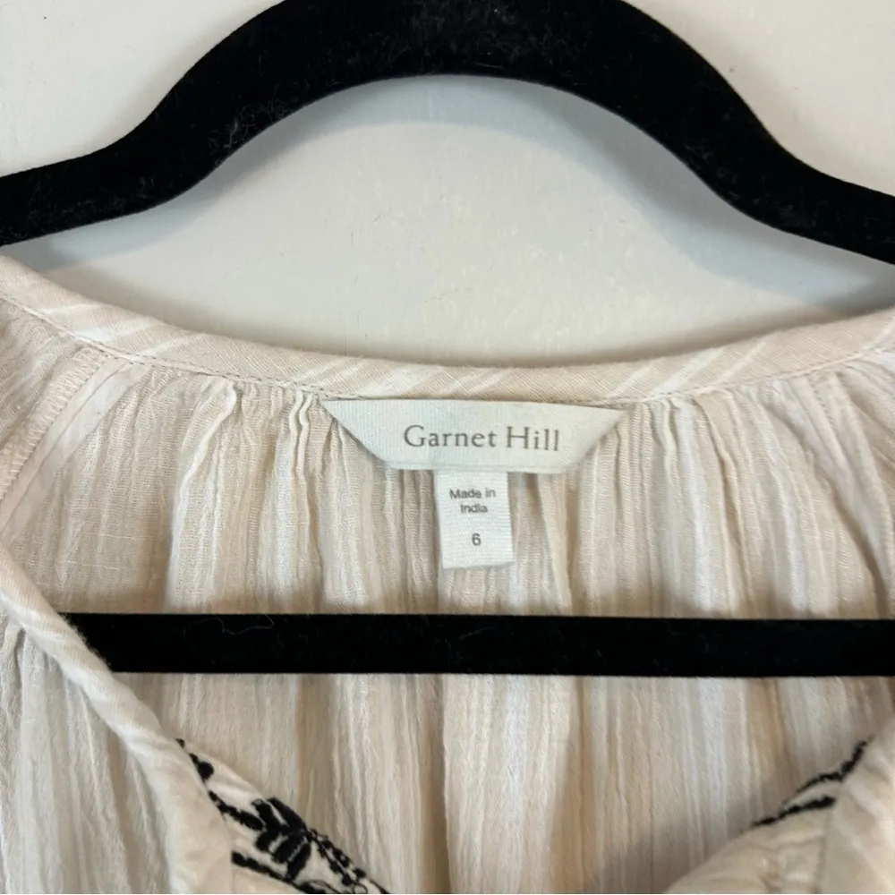 Garnet Hill | Tan Embroidered Gauze Popover Dress Size 6 - Image 3