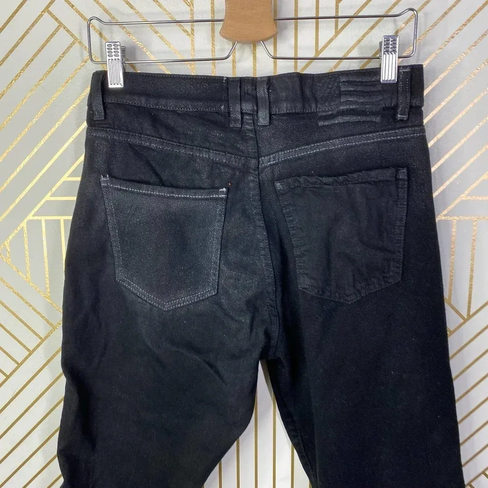 Revice Denim Black High Rise Shiny Cropped Straight Leg Jeans‎ Size US 29 - Image 5