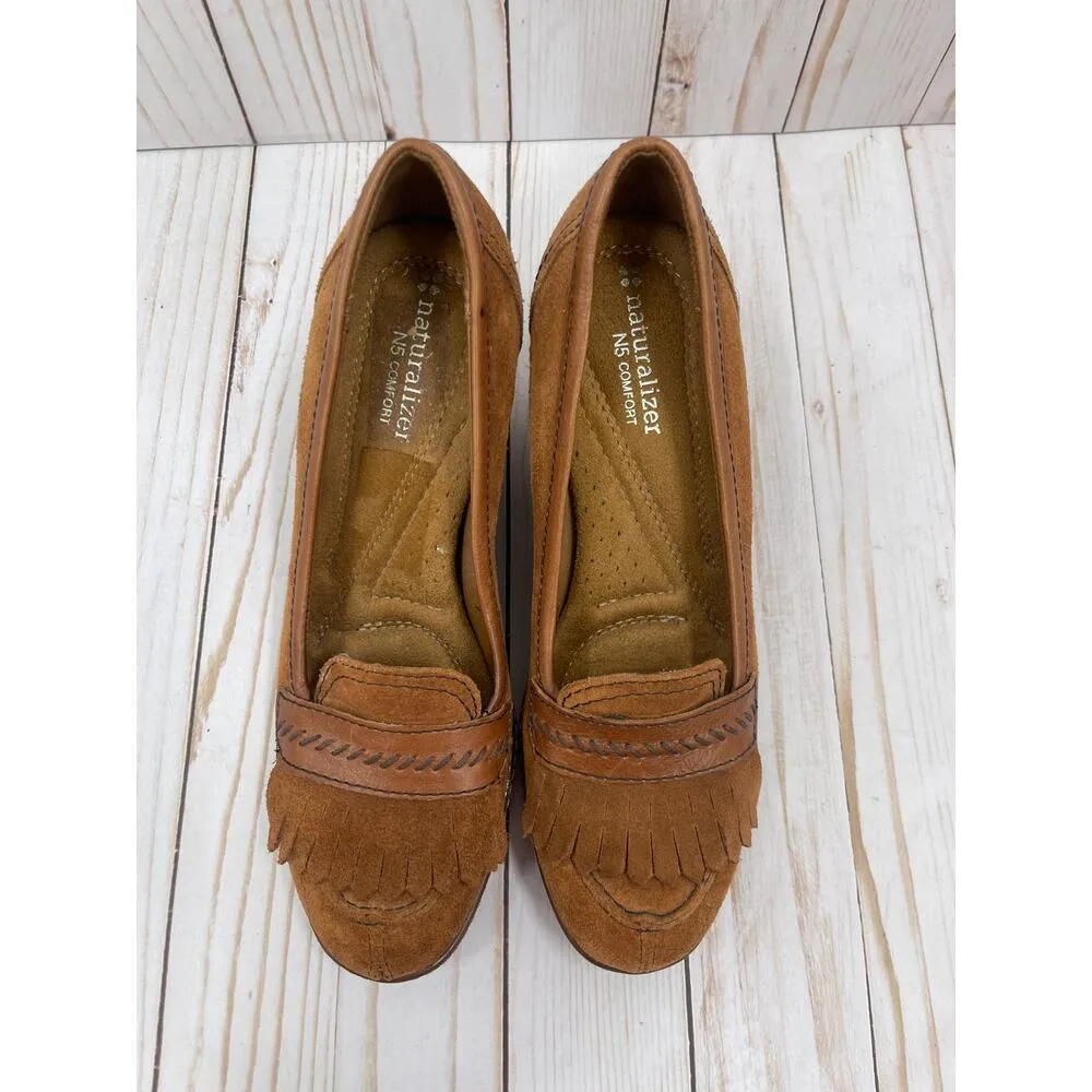 Naturalizer Suede Wedge Heel Oxford Loafers Size 7.5 - Image 2