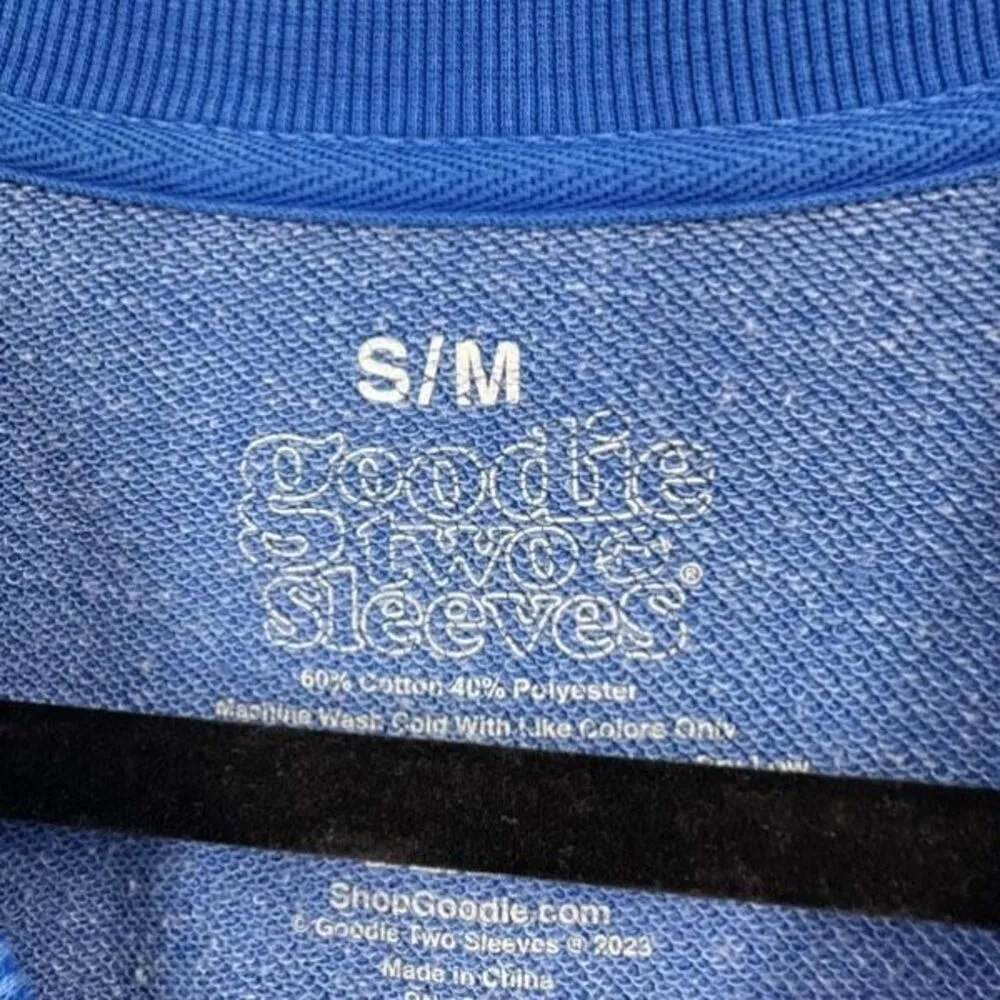 Goodie Two Sleeves Royal Blue Oversized Lake Tahoe Raw Seam Sweatshirt Medium - Image 5