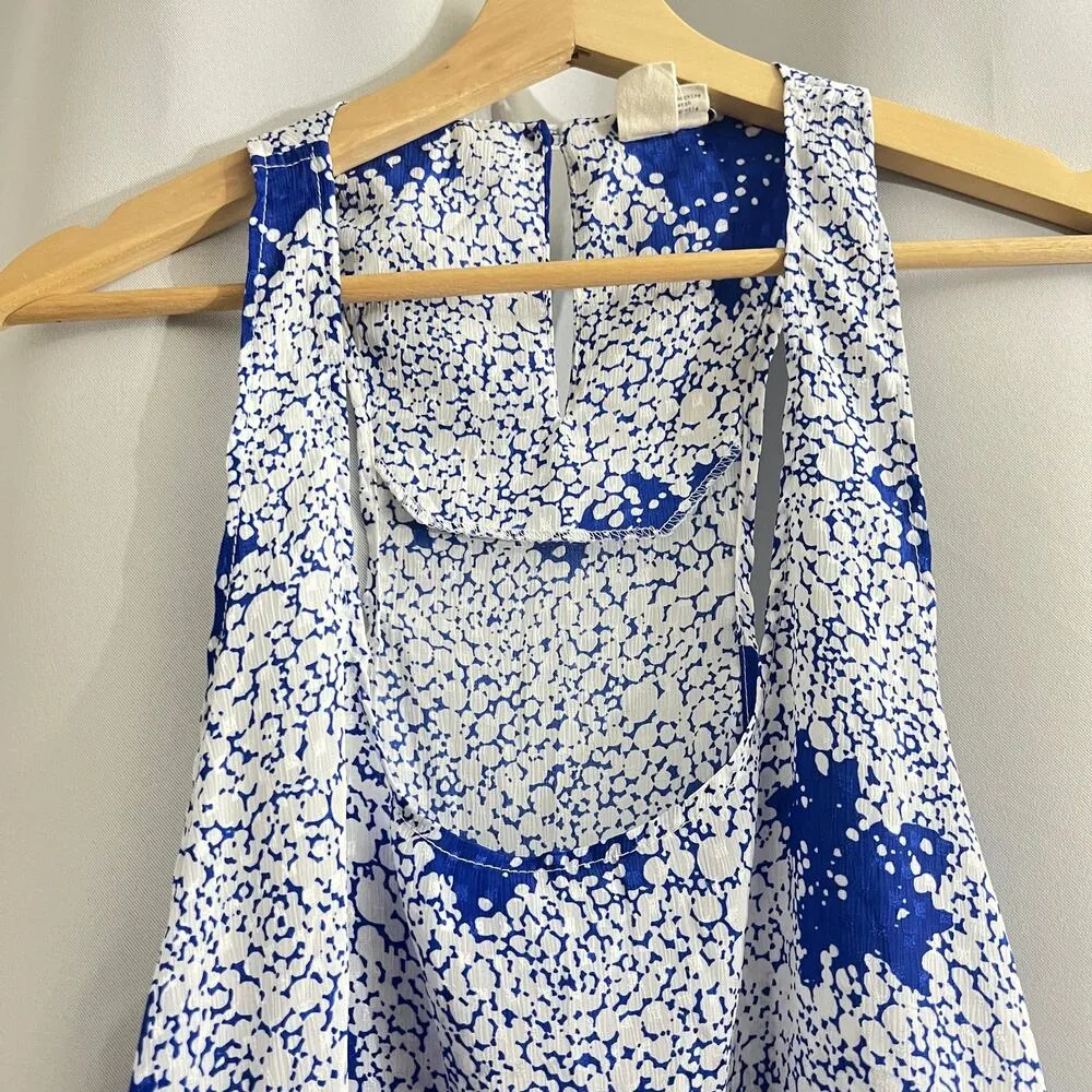 Urban Renewal SMALL Blue White Floral Mini Dress Shift  Sleeveless Sheer UO - Image 3