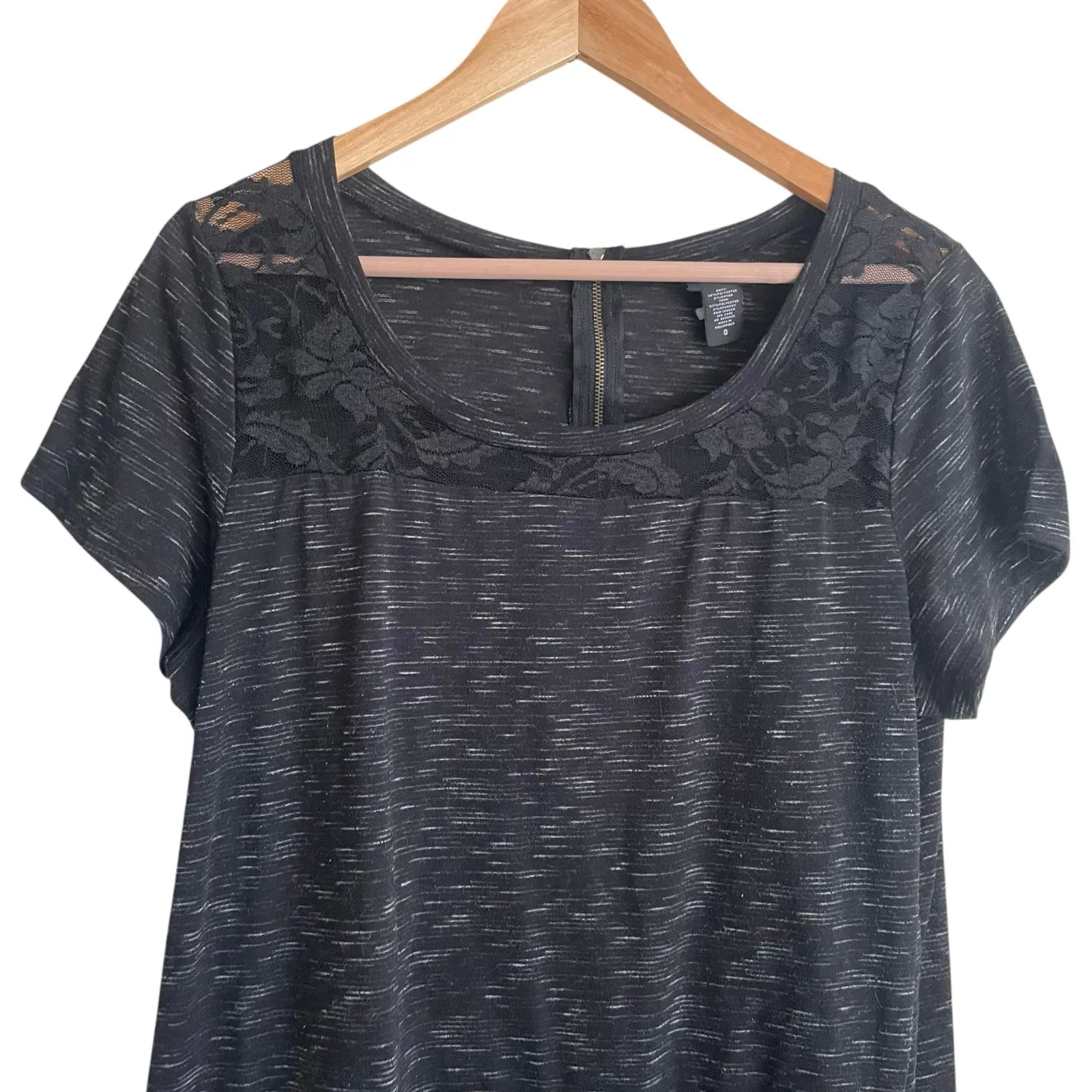 Torrid Women Top L Space Dye Black‎ Lace Bodice Witchy Whimsigoth Y2K Rocker - Image 6