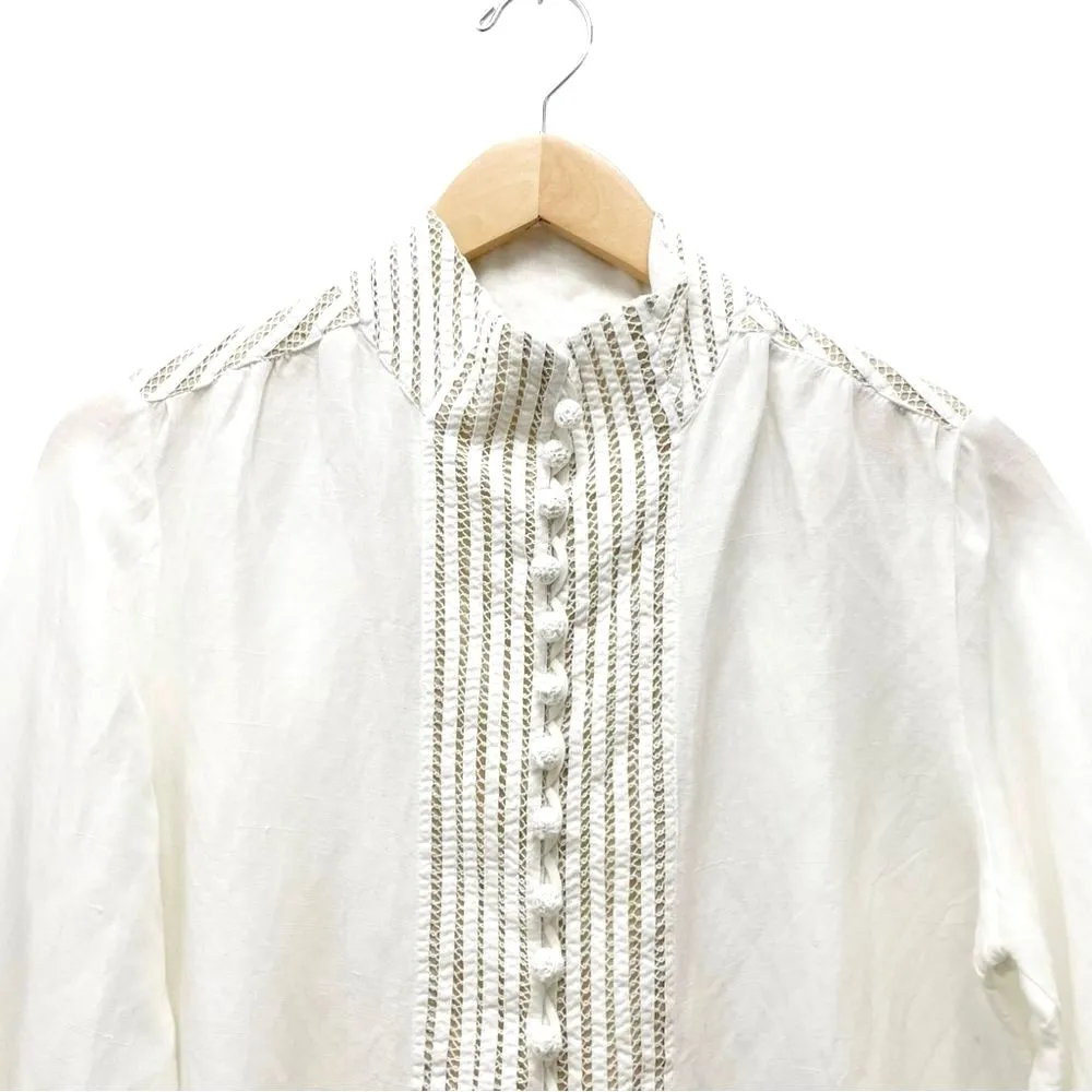 Soft Surroundings Lillith Tunic White Cream Button Front Lace Size Small Cottage - Image 4