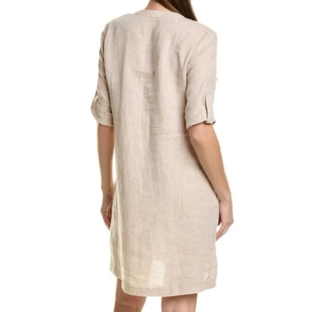 J.McLaughlin neautral/tan Riviera Dress mini size large 100% linen - Image 2