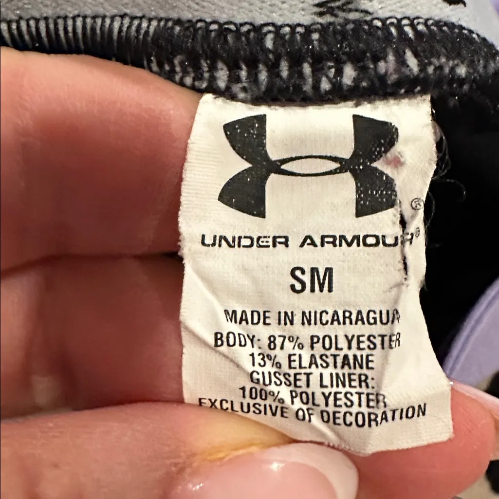 Under Armour Coldgear Compression Leggings Black Lavender Purple SM - Image 7