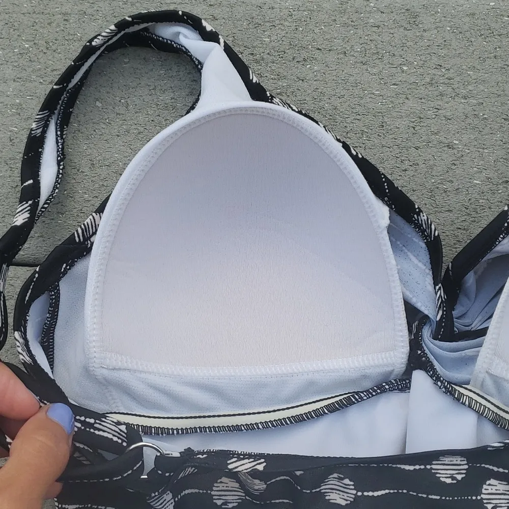 Ruched Polka Dot and Stripe Bathing Suit | Size 14 One Piece Bathing Suit Black - Image 7