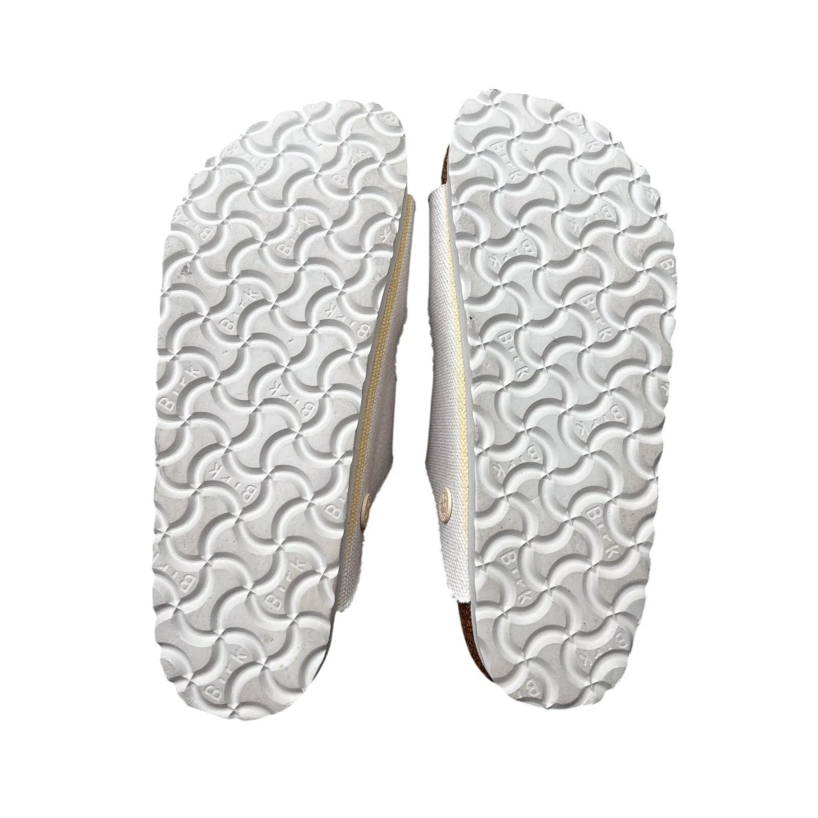 Birkenstock Arizona Rivet Logo‎ Vegan Canvas Eggshell Slides Size 36 Sandals - Image 9