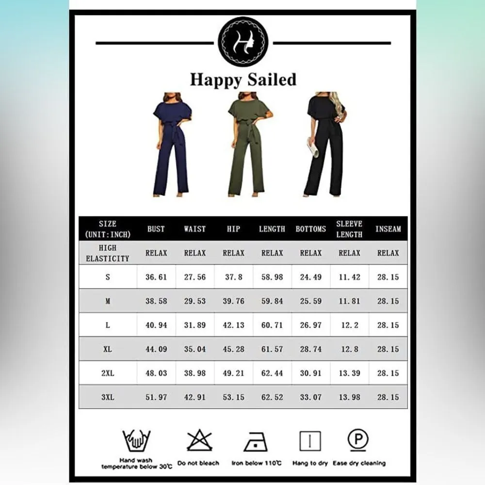 NEW Navy Wide Leg Jumpsuit Casual Belted Long Jumpsuit NO BELT L Blue Size L - Image 5