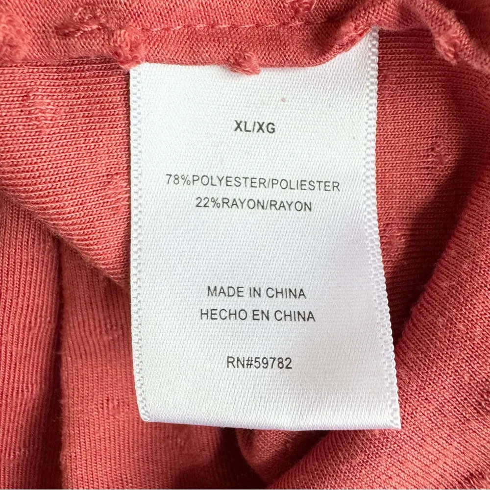 Adrianna Papell Red Sand Swiss Dot Tunic Loose Short Sleeve Round Neck Size XL - Image 7