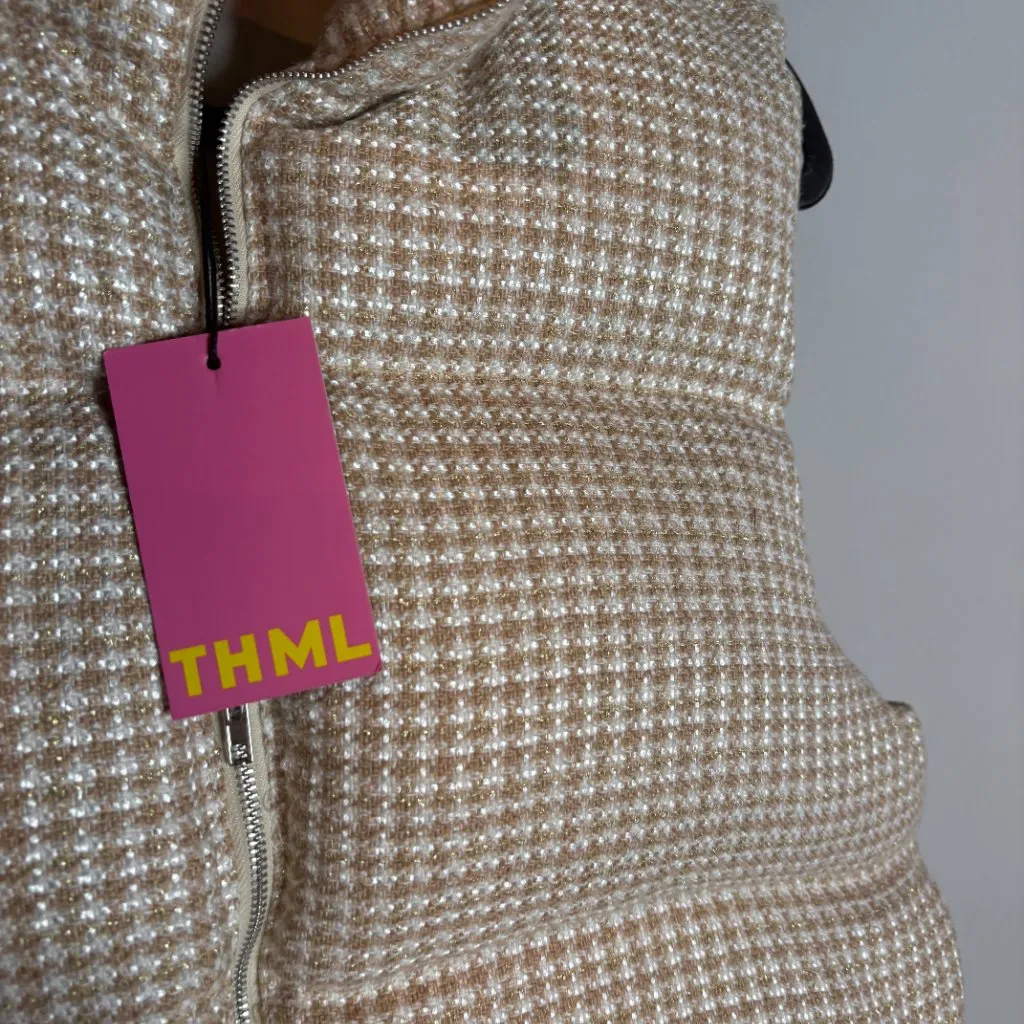THML  Tan Houndstooth Puffer Vest NWT - Image 2