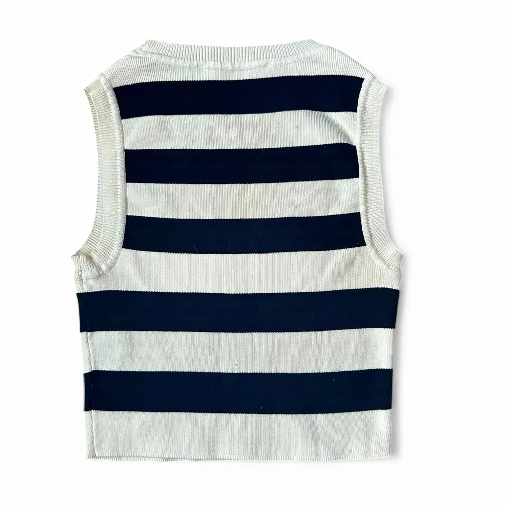 Zara Striped Navy and White Vest S - Image 3