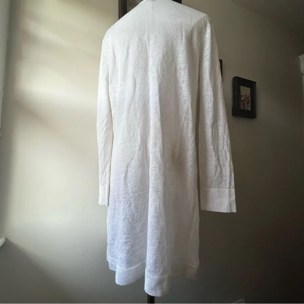Talbots Linen Cardigan Duster White Small - Image 10