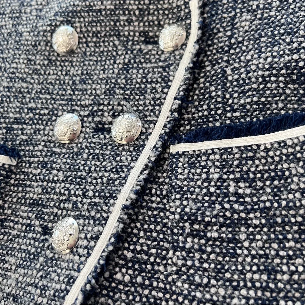 Veronica Beard Carroll Double Breasted Tweed Blazer Jacket Blue Sz 6 - Image 11