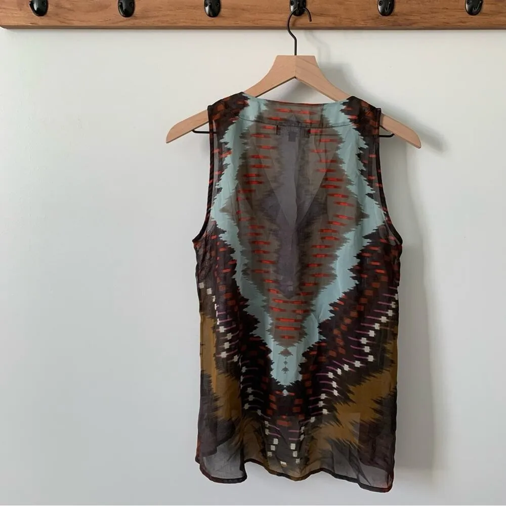 Sanctuary  High Low V-Neck Sequin Neckline Sleeveless Tank Top Blouse Multicolor - Image 2