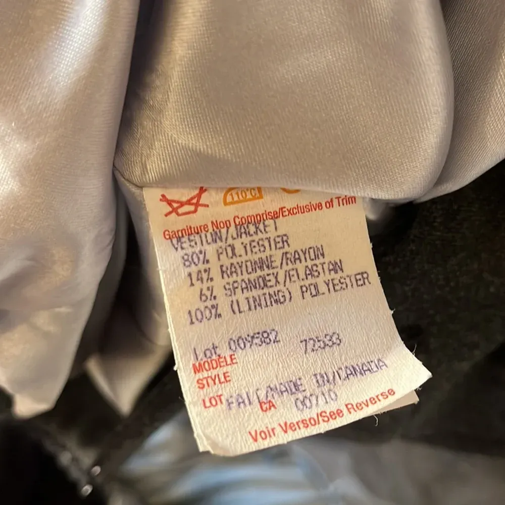 Joseph Ribhoff Size 6 Vintage Charcoal Gray Lace Gem Detail‎ Blazer - Image 5