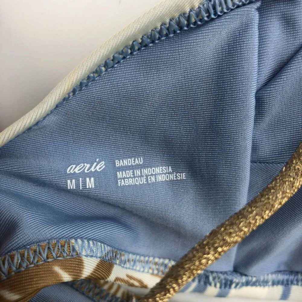 Aerie Womens Bandeau Bikini Top Palm Print Strappy Back Size M - Image 4