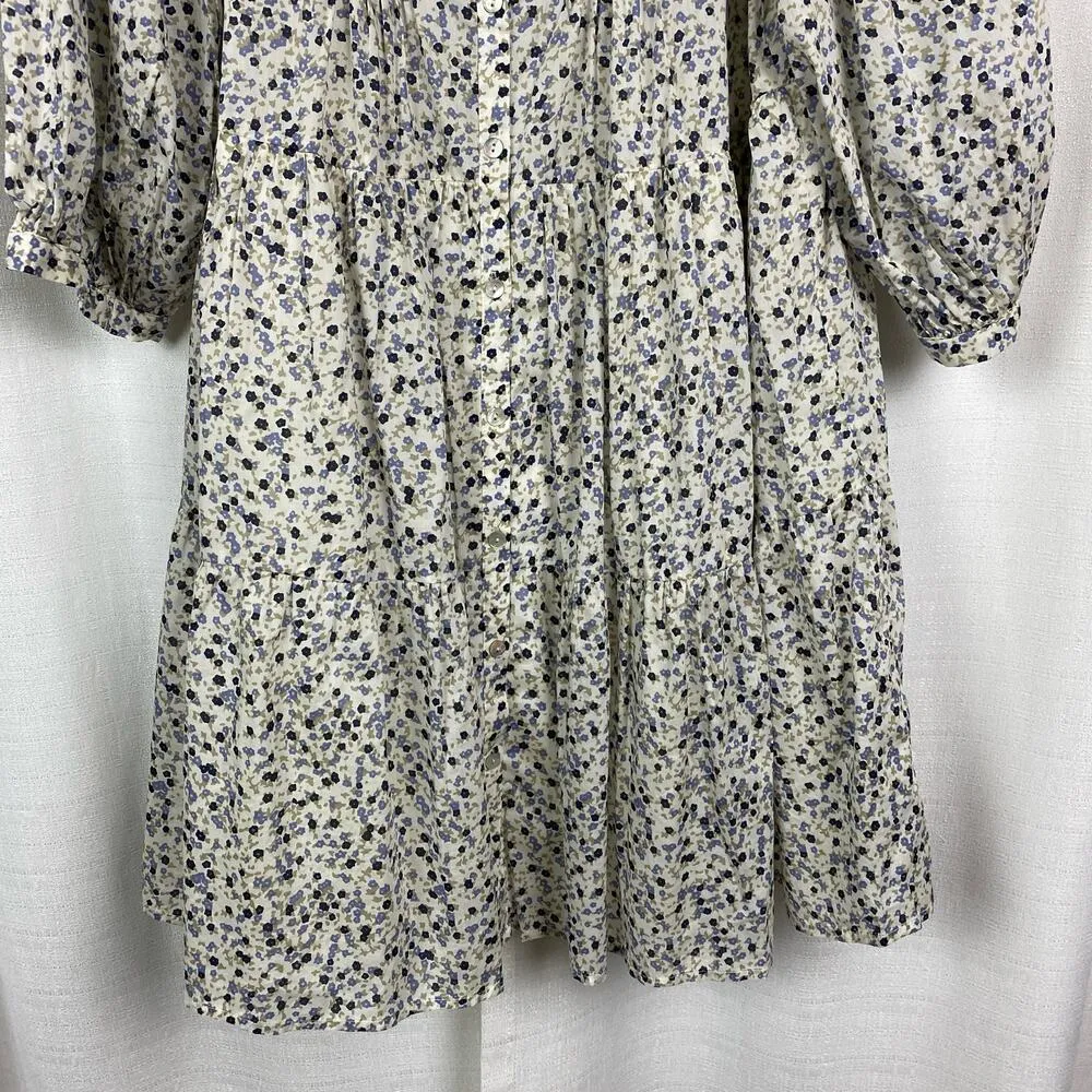 Rails Blue Floral Watercolor Buds Pippa Puff Sleeve Mini Dress Sz.M NWT - Image 8